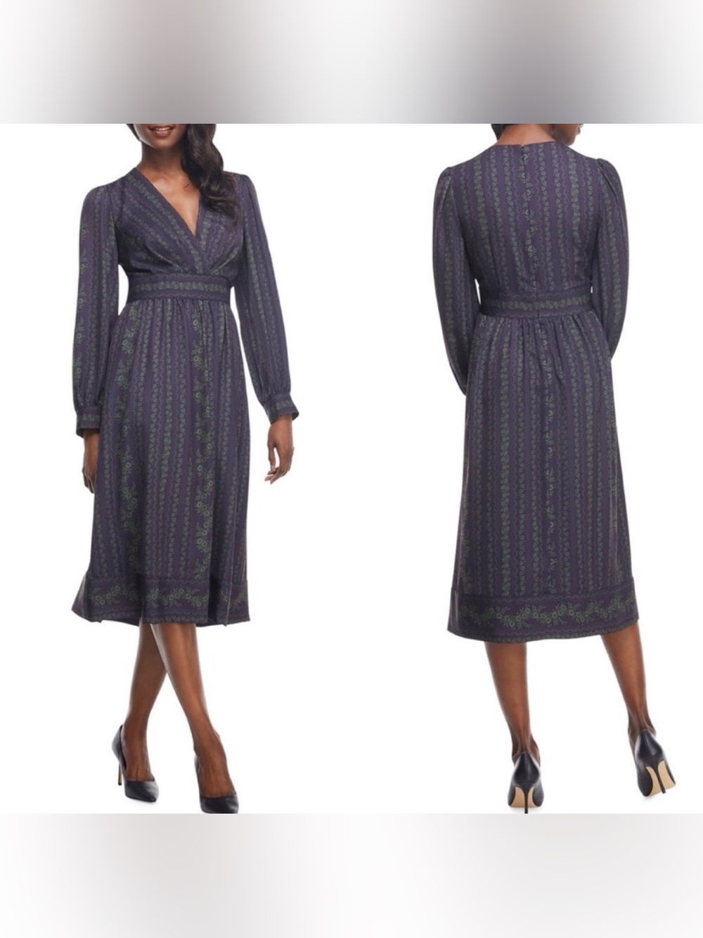 Gal Meets Glam Collection Jocelyn Midi Dress Purple Green Size 8